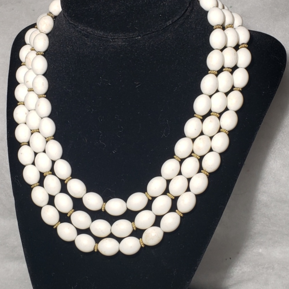 Vintage Monet 3 Strand Beaded Necklace